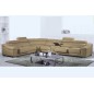 Canapé d'angle en cuir buffle italien de luxe 7 places LONDRES beige, angle gauche