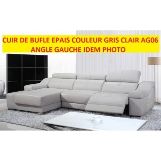 Fabrication personnalisée sur demande du client - Canapé d'angle double relax 2 assises relax électriques en cuir épais de buffl