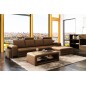 Canapé d'angle en cuir italien 5/6 places ROMARIO, marron, angle droit