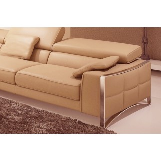 Canapé d'angle en cuir italien 5 places SUEDE, beige, angle gauche