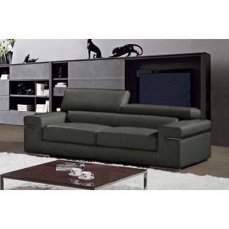 Ensemble composé d'un canapé 3 places et d'un fauteuil 1 place en cuir luxe italien, ALONSO, gris foncé