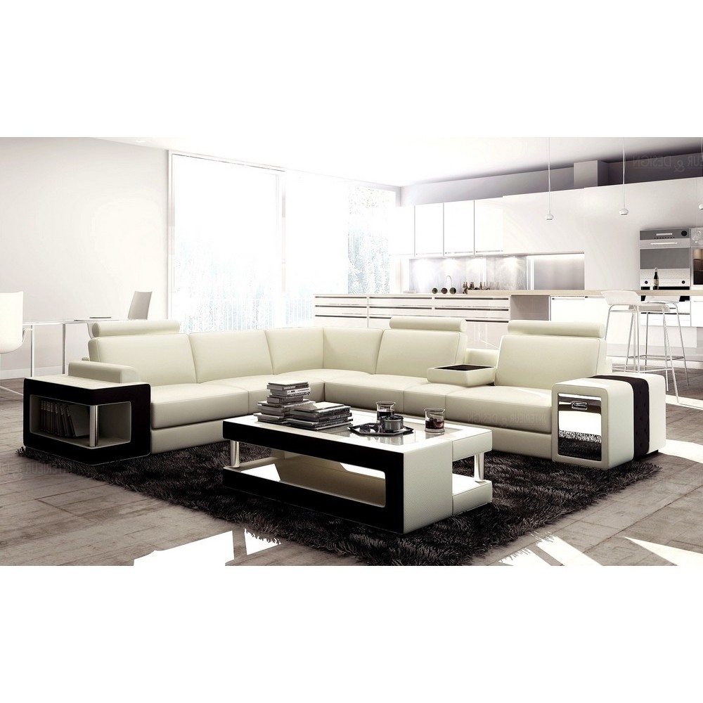 Canapé d'angle XERUS en cuir haut de gamme italien vachette Vénésetti Cuir Prestige luxe Blanc N°781 Chocolat N°505 Inverse de l