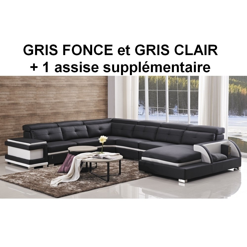 Canapé d'angle cuir buffle italien, cuir épais Prestige, avec 1 assise en plus sur la longueur, article personnalisé sur demande