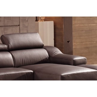 Canapé d'angle cuir buffle italien BONITO, couleur chocolat, angle droit