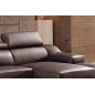 Canapé d'angle cuir buffle italien BONITO, couleur chocolat, angle droit, 5 places