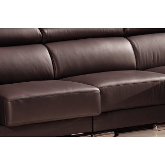 Canapé d'angle cuir buffle italien BONITO, couleur chocolat, angle droit