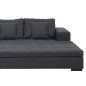 Canapé d'angle en tissu de qualité BONY, gris foncé, avec pouf-banquette, angle gauche