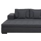Canapé d'angle en tissu de qualité, BONY gris foncé, avec pouf-banquette, angle droit