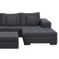 Canapé d'angle en tissu de qualité, BONY gris foncé, avec pouf-banquette, angle droit
