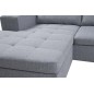 Canapé d'angle panoramique en tissu de qualité 6/7 places BOSTAR, gris clair, avec méridienne, angle droit et méridienne à gauch
