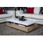 Table basse design, dessus en bois laqué blanc MARTENS