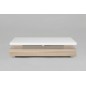 Table basse design, dessus en bois laqué blanc MARTENS