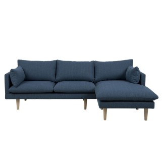 Canapé d'angle en tissu de qualité SUNDO, bleu, angle droit