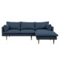 Canapé d'angle en tissu de qualité SUNDO, bleu, angle droit, 5 places