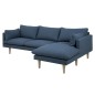 Canapé d'angle en tissu de qualité SUNDO, bleu, angle droit, 5 places