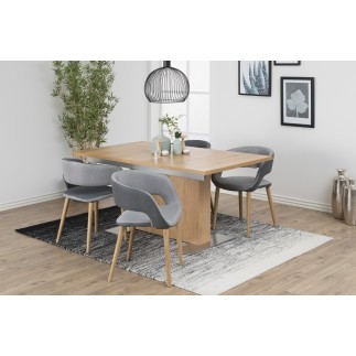 Table à manger avec rallonge chêne sauvage, BRIXA