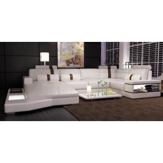 ACOMPTE du Canapé d'angle MONCEAU en cuir haut de gamme italien vachette Vénésetti Cuir Prestige luxe Gris foncé N°628 Blanc N°7