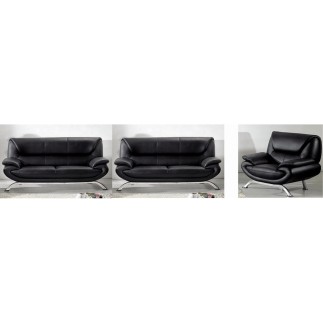 1er paiement commande Mme HASSAN khadija, ensemble JONAH composé de: 2 canapés 3 places et d'un fauteuil, noir, en cuir haut de