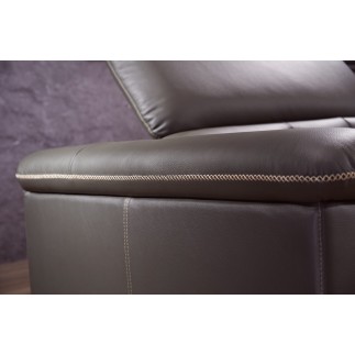 Canapé d'angle en cuir de buffle italien de luxe 5/6 places, VIDA, chocolat, angle droit