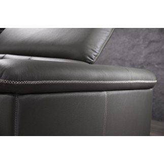 Canapé d'angle en cuir de buffle italien de luxe 5/6 places VIDA, noir, angle gauche