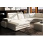 Canapé d'angle en cuir italien 8 places DIAMANT, blanc, angle droit