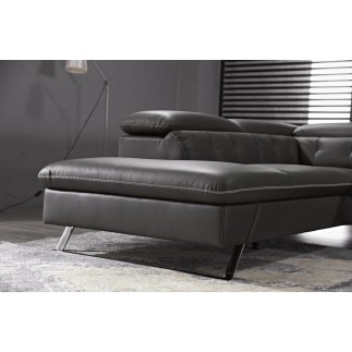 Canapé d'angle en cuir de buffle italien de luxe 5/6 places VIDA, noir, angle gauche