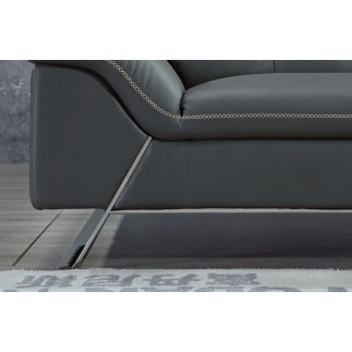 Canapé d'angle en cuir de buffle italien de luxe 5/6 places, VIDA, gris foncé, angle droit