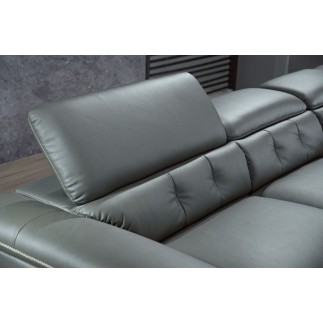 Canapé d'angle en cuir de buffle italien de luxe 5/6 places, VIDA, gris foncé, angle droit