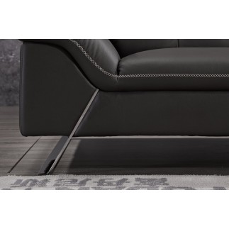 Canapé d'angle en cuir de buffle italien de luxe 5/6 places, VIDA, noir, angle droit