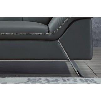 Canapé d'angle en cuir de buffle italien de luxe 5/6 places VIDA, gris foncé, angle gauche