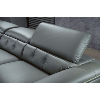 Canapé d'angle en cuir de buffle italien de luxe 5/6 places VIDA, gris foncé, angle gauche