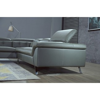 Canapé d'angle en cuir de buffle italien de luxe 5/6 places VIDA, gris foncé, angle gauche