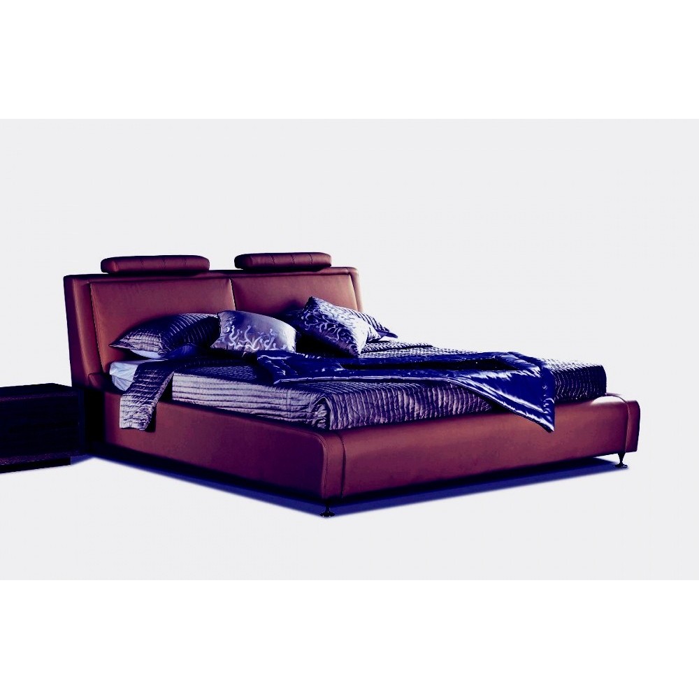 Lit en cuir italien de luxe LIVOURNE 160x200, chocolat