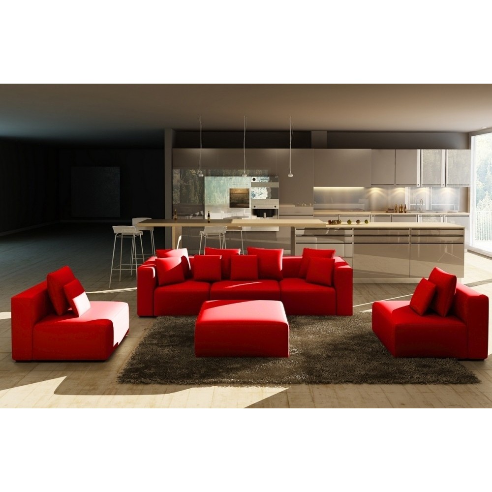 Canapé modulable COMBINO CUIR PRESTIGE LUXE, ROUGE Canapé modulable COMBINO CUIR PRESTIGE LUXE, ROUGE