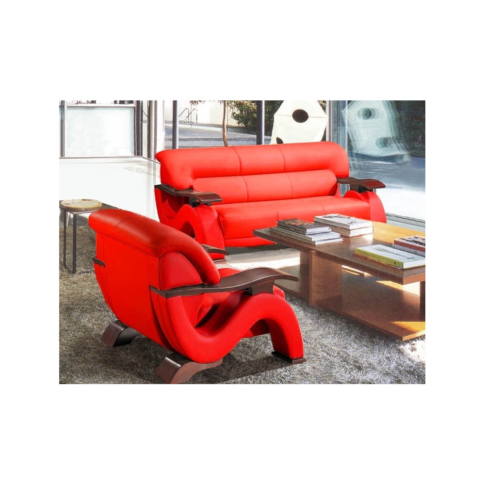 Canapé 3 places en cuir supérieur luxe haut de gamme italien TENTATION, rouge