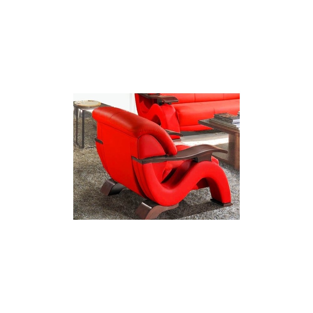 Fauteuil 1 place en cuir supérieur luxe haut de gamme italien TENTATION, rouge