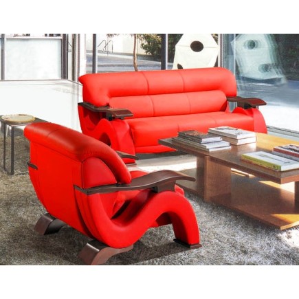 Fauteuil 1 place en cuir supérieur luxe haut de gamme italien TENTATION, rouge
