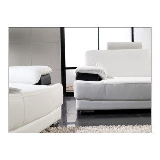 Canapé 3 places en 100% tout cuir luxe haut de gamme italien vachette. Blanc et noir