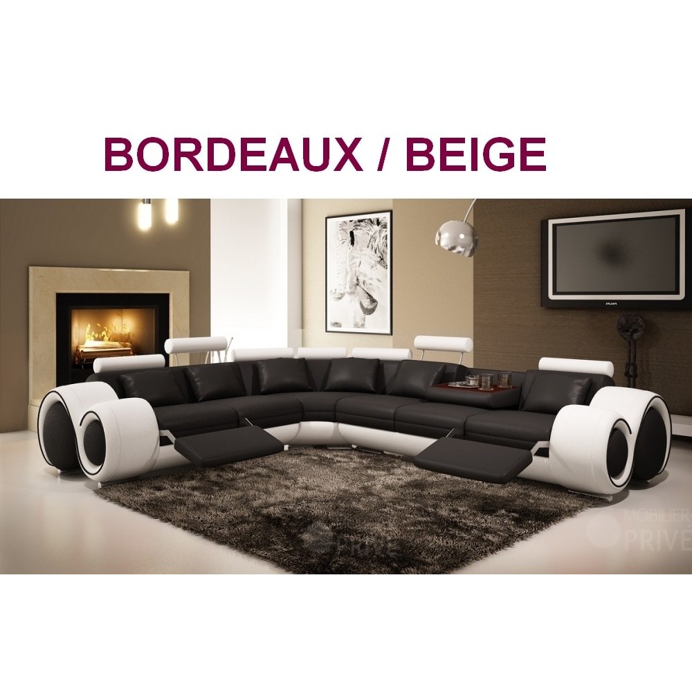 Canapé d'angle VENDOME en cuir haut de gamme italien vachette Vénésetti Cuir Prestige luxe Bordeaux N°B37 Beige 0325 Angle inver