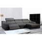 Canapé d'angle double relax en cuir de buffle italien de luxe 5 places BiRELAX, gris foncé, angle droit.
