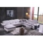 Canapé d'angle relax électrique en cuir buffle italien de luxe COMBIRELAX, blanc et noir, angle droit, 7/8 places