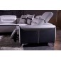 Canapé d'angle relax électrique en cuir buffle italien de luxe COMBIRELAX, blanc et noir, angle droit, 7/8 places