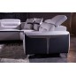 Canapé d'angle relax électrique en cuir buffle italien de luxe COMBIRELAX, blanc et noir, angle droit, 7/8 places