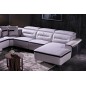 Canapé d'angle relax électrique en cuir buffle italien de luxe: COMBIRELAX, blanc et noir , angle gauche, 7/8 places