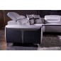 Canapé d'angle relax électrique en cuir buffle italien de luxe: COMBIRELAX, blanc et noir , angle gauche, 7/8 places