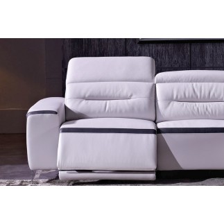 Canapé d'angle relax en cuir de buffle italien de luxe FUNRELAX , blanc et noir, angle droit
