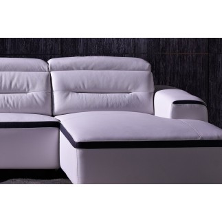Canapé d'angle relax en cuir de buffle italien de luxe FUNRELAX , blanc et noir, angle droit