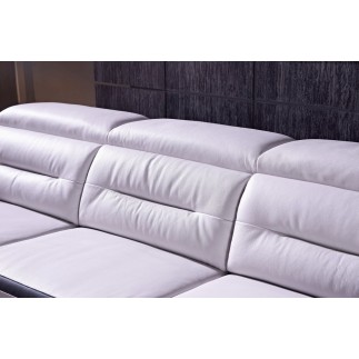 Canapé d'angle relax en cuir buffle italien de luxe FUNRELAX, blanc et noir, angle gauche.