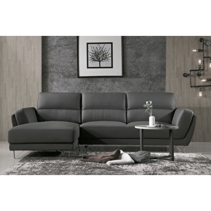 Canapé d'angle de luxe 5 places COSTA, coloris gris foncé, angle gauche