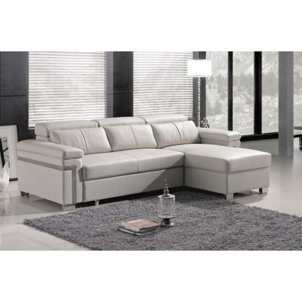 Canapé d'angle convertible 5 places, ALLUSION, couleur blanc, angle droit